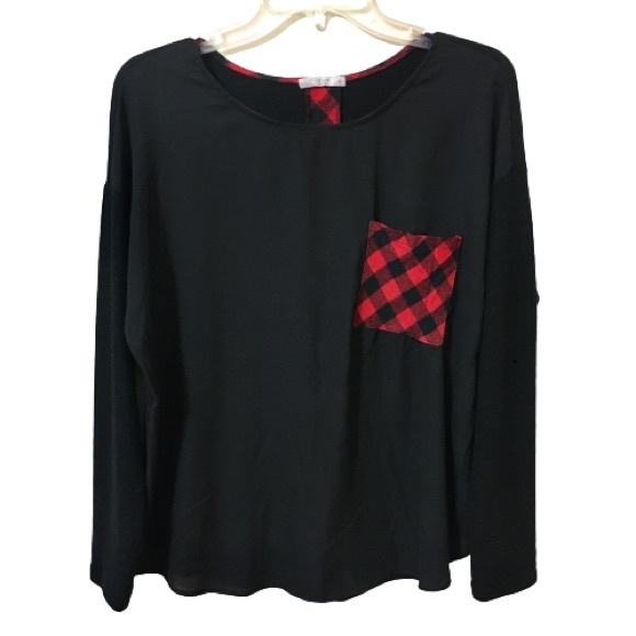 Le Lis Tops - Le Lis Christmas Top/Blouse - Black/Red - Medium